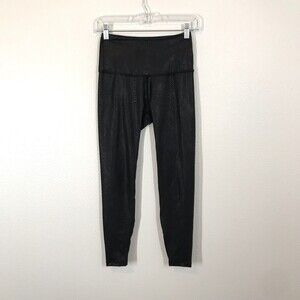 Beyond Yoga Womens Black Coated Snake Print Leggings Size Small Activewear Pants